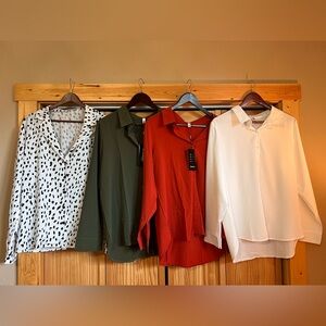 Chic Women's Tops Set - Black, Green, Red, White